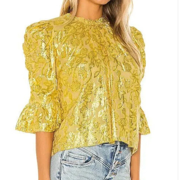 Saylor Vintage Metallic Gold Blouse - Picture 5 of 15